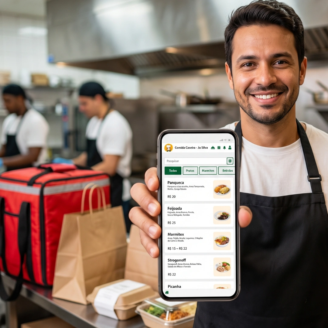 Cliente fazendo pedido pelo autoatendimento PIGmobi